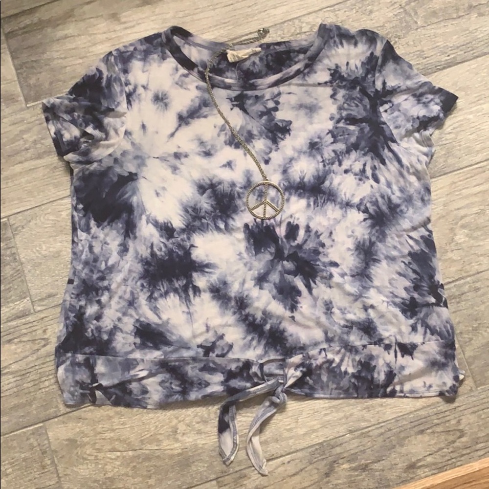 No Comment tie front tie-dye top